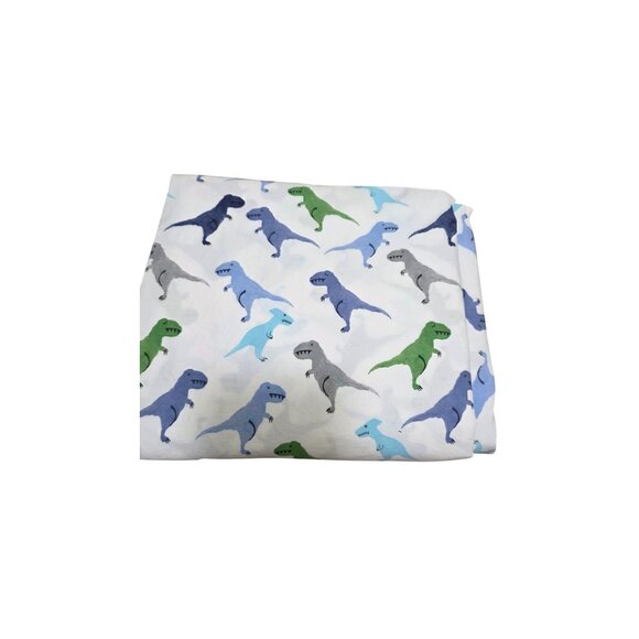 Pottery Barn Kids Twin Flat Sheet Dinosaur Print 100% Organic Cotton 66"x96" - Picture 1 of 5